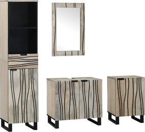 vidaXL Set de mobilier pentru baie cu ușă 4 pcs Maro Nuc Lemn compozit