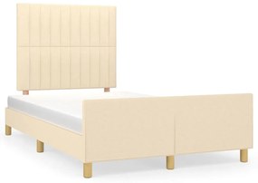 3270532 vidaXL Cadru de pat cu tăblie, crem, 120x190 cm, material textil