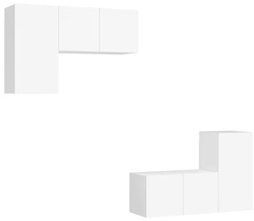 Set dulapuri TV, 4 piese, alb, PAL Alb, 60 x 30 x 30 cm, 4