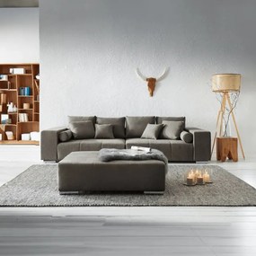 Canapea extensibilă dumonde cu ladă de depozitare si sezut confortabil din spuma high-density, Marbela Enjoy Kaki XXL 295x100 cm cu taburet inclus