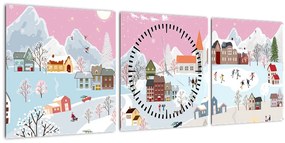 Tablou - Iarma magică (cu ceas) (90x30 cm)