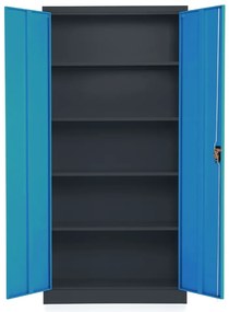 Dulap metalic universal, 90 x 40 x 185 cm, încuietoare cu cilindru, albastru - ral 5012