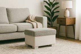 Taburet alb-gri RELTO cu spatiu de depozitare 85x55 cm