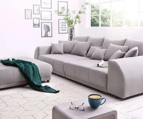 Canapea extensibilă dumonde cu 2 lăzi de depozitare si sezut confortabil din spuma high-density, Verona Enjoy Grey 310x100 cm cu taburet inclus