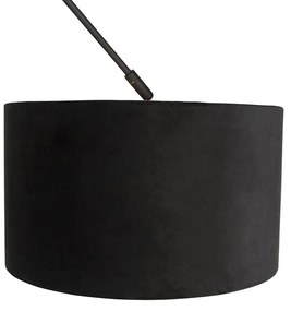 Lampă suspendată neagră cu abajur din catifea neagră cu auriu 35 cm - Blitz
