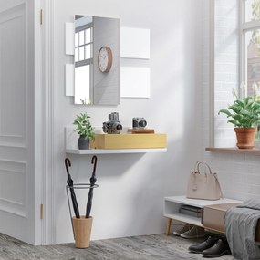 HOMCOM Set Mobilier pentru Hol cu Oglindă și Sertar, Design Modern din Lemn, Oglindă de Perete 40x70cm, Alb și Lemn Natural | Aosom Romania