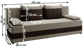 Canapea extensibilă, gri-maro/maro, PREMIUM