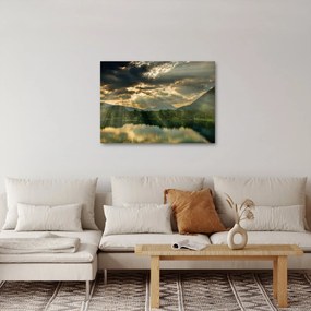 Tablou cu lac și soarele translucid (70x50 cm)