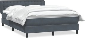 vidaXL Pat box spring cu saltea, gri închis, 140x220 cm, catifea