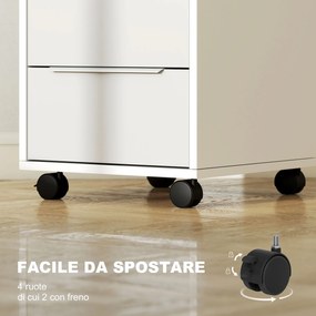 HOMCOM Dulap de Birou cu 3 Sertare cu Chei și 4 Rotile Alb și Gri | Aosom Romania