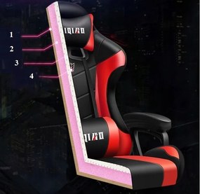 JAKS SCAUN GAMING REGLABIL ECO PIELE NEGRU ROȘU FG-02