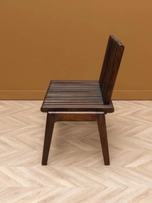 Banchetă de dining pliabilă din lemn de mango maro închis, cu spătar și șezut cu linii sculpturale, 110×90×51 cm, „Barista"