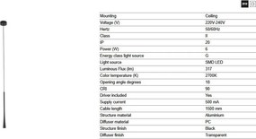 Pendul LED stil minimalist DIANA 40 negru