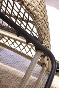 Șezlong de exterior reglabil cu roți și pernă din rattan sintetic pentru grădină și terasă, stil boho chic, „Riviera”