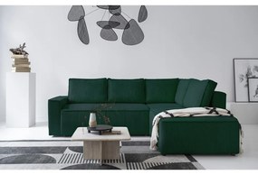 Colțar verde închis extensibil cu tapițerie din catifea reiată (cu colț pe partea dreaptă) Brave Dave – Miuform