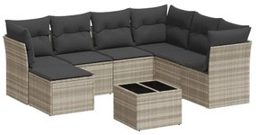 3218002 vidaXL Set mobilier de grădină cu perne, 8 piese gri deschis poliratan