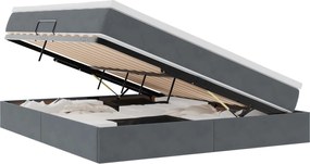 vidaXL Pat cu saltea și spațiu de depozitare Gri închis 180 x 200 cm