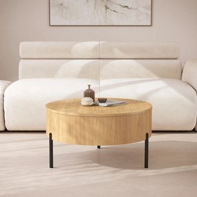 Mazzoni FRIDA Stejar Natural – MĂSUȚĂ DE CAFEA MODERNĂ CU BLAT RABATABIL ȘI SPAȚIU DE DEPOZITARE