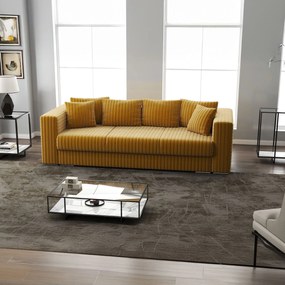 Canapea extensibilă dumonde cu ladă de depozitare si sezut confortabil din spuma high-density, Gloria Ambience Mustar 240x100 cm