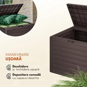 Cutie de depozitare WOODEBOX, 190L, 78x44x55cm, maro închis Prosperplast