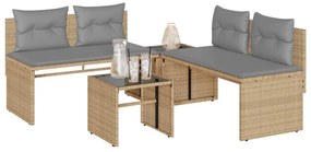 vidaXL Set canapele de grădină, 4 piese, cu perne, bej, poliratan