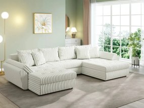 Colțar extensibil dumonde cu ladă de depozitare si sezut confortabil din spuma high-density, Loana U Ambience Ivory 355x185 cm