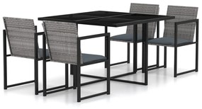 317184 vidaXL Set mobilier de exterior cu perne, 5 piese, gri, poliratan