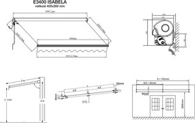 Marchiză/Copertină retractabilă casetată motorizată ISABELA 4x3m Gri-Argintiu
