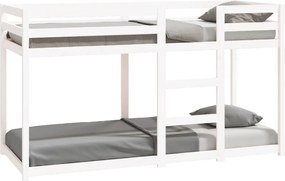 vidaXL Pat supraetajat, alb, 75x190 cm, lemn masiv de pin