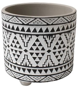 GHIVECI CERAMICA, 12X12X11 CM, 3 PICIOARE CU PROTECTIE ANDIDERAPANTA, NEGRU/ALB, MODEL 2