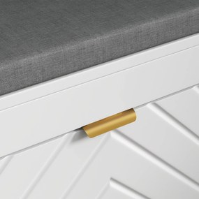 HOMCOM Banc pentru pantofi, banc de depozitare, șezut căptușit, sertar rabatabil, ușă cu model 106 x 24 x 52,5 cm, alb | Aosom Romania