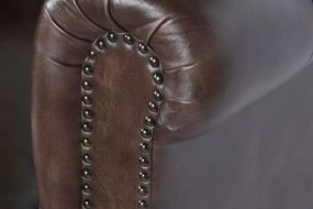 Fotoliu vintage din piele naturală maro închis, „Chesterfield"