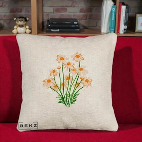 Perna Decorativa Margarete Camp, 40x40 cm, Bej Canapea, Husa Detasabila, Perna Inclusa, BEKZ®