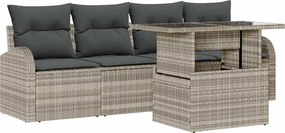vidaXL Set de canapele pentru grădină 5 pcs Gri deschis Rattan poli