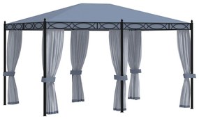 Pavilion cu ecrane din plasa, antracit, 3 x 4 m, otel