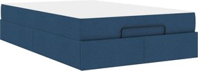 vidaXL Cadru de pat cu saltea cu saltea 2 pcs albastru țesătură