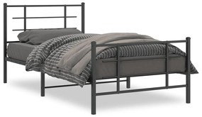 355575 vidaXL Cadru pat metalic cu tăblii de cap/picioare, negru, 107x203 cm