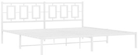 374297 vidaXL Cadru de pat metalic cu tăblie, alb, 200x200 cm