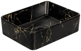 Lavoar ceramic KR-182 cu model de marmură neagră și aurie