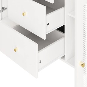 Bufet de sufragerie din ratan cu sertare, Alb | Aosom Romania