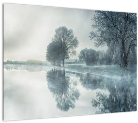 Tablou pe sticlă cu natura iarna (70x50 cm)