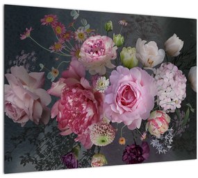 Tablou pe sticlă - Flori de grădină (70x50 cm)