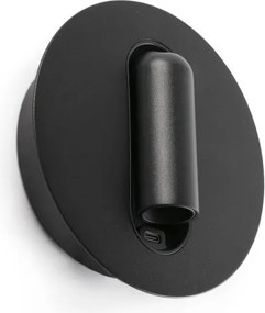 Aplica cu reader LED directionabil stil minimalist TIMIT USB C negru