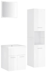 3071132 vidaXL Set mobilier de baie, alb extralucios, lemn prelucrat