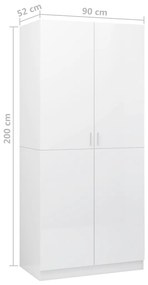 Sifonier, alb extralucios, 90x52x200 cm, PAL Alb foarte lucios, 1