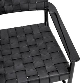 Fotoliu design LUX, Piele clasica neagra, Lemn, Tiberio