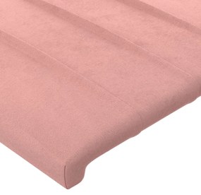 Cadru de pat cu tablie, roz, 90x200 cm, catifea Roz, 90 x 200 cm, Benzi verticale