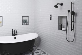 Baterie de podea negru, design elegant și modern – Perfectă pentru un interior contemporan.