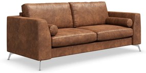 Canapea Seattle 168 Preston 24 Argint Numărul de locuri: 3, Maro, Argint, 222x96x88cm, Piele eco, Picioare: Metal