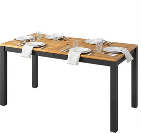 Outsunny Masă de grădină din lemn pentru 6 persoane cu suprafață din șipci, orificiu 150x75x75 cm, natural | Aosom Romania